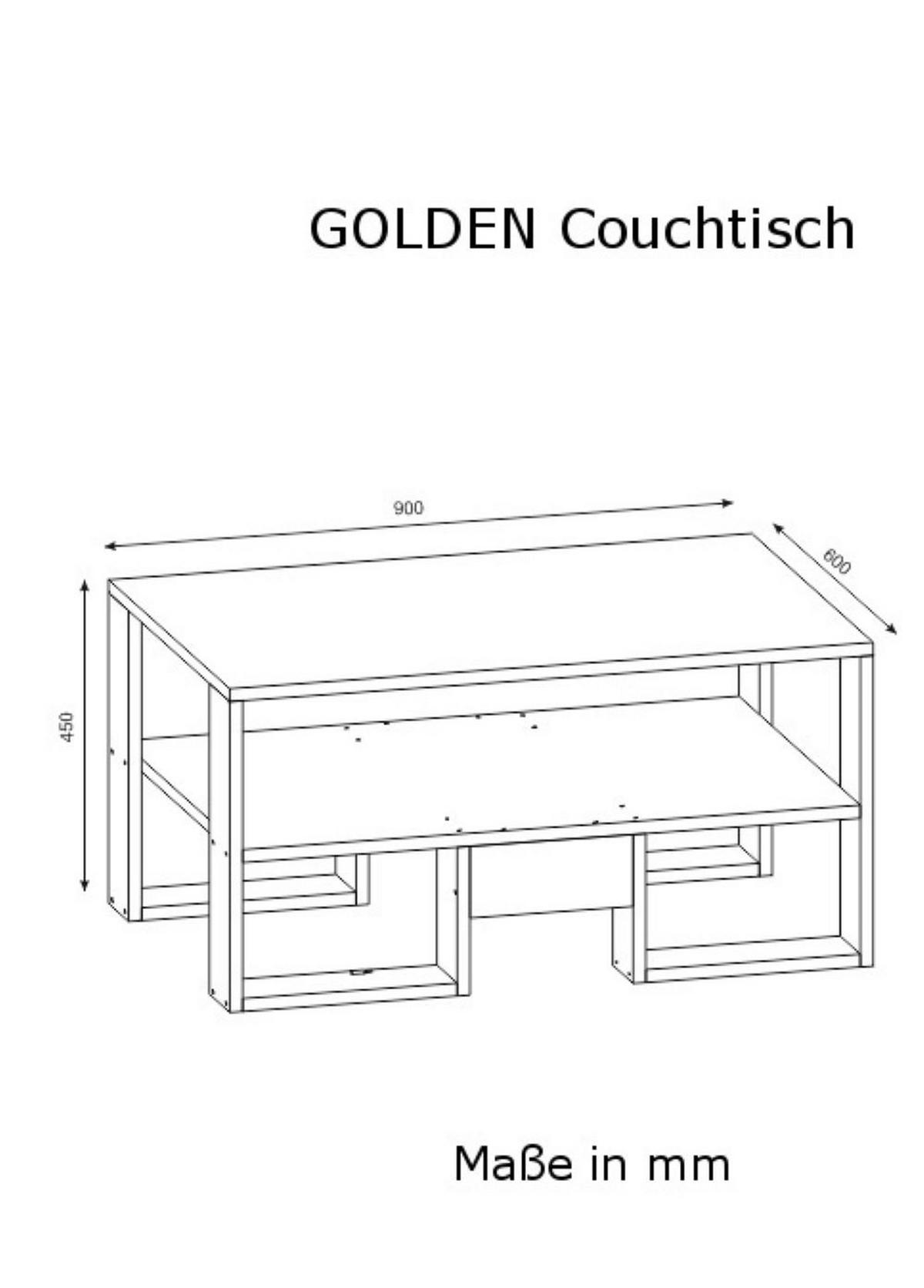 COUCHTISCH Golden Weiß Walnuss - Walnussfarben/Weiß, Holzwerkstoff (60/90/45cm) - moebel17