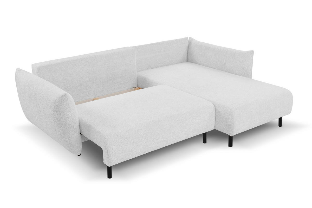 ECKSOFA ADEL mit Schlaffunktion und Bettkasten, L-förm, Metallbeine, verstellbar lose Rückenkissen, freistehend, RECHTS, 257x171x90 cm, Silver - Silberfarben, Holz/Textil (257/171cm) - DomoHome