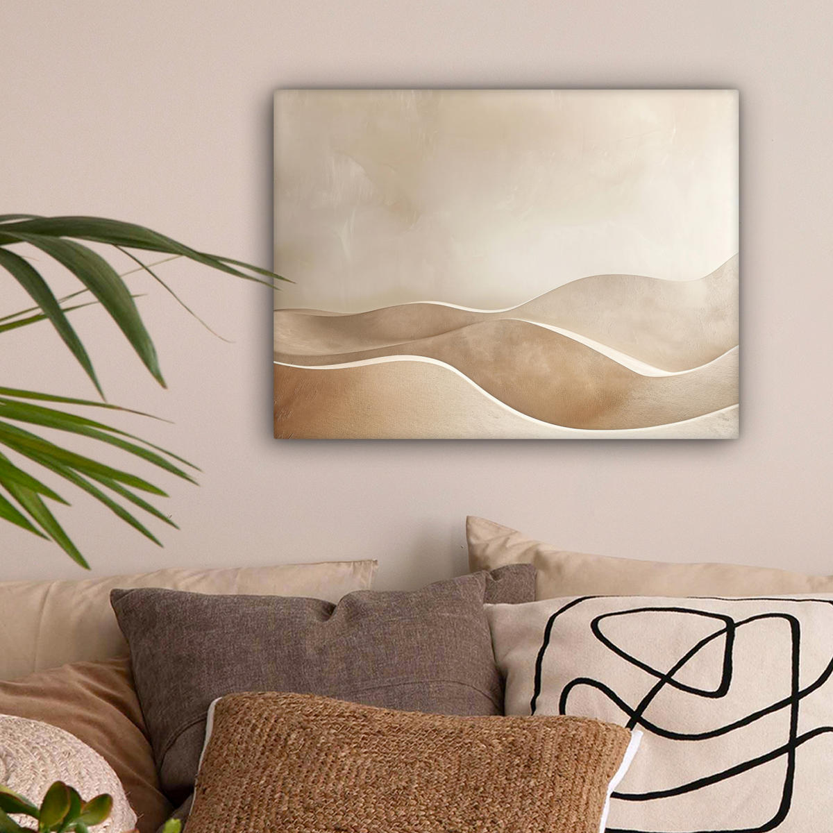 LEINWANDBILD Beige - Natur - Abstrakt - Modern 40x30 cm - Beige, Textil (40/30cm) - MuchoWow