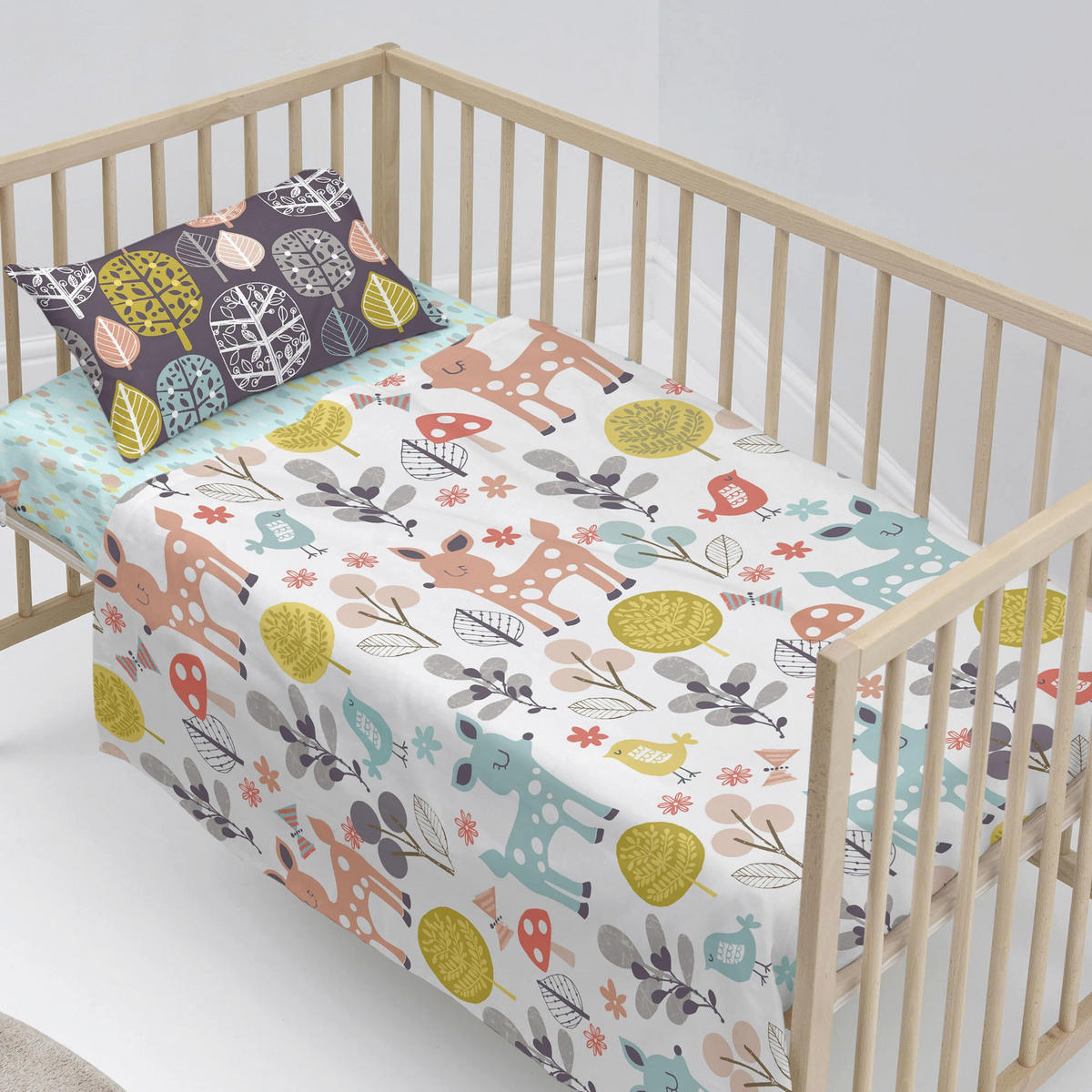BETTWÄSCHE 2er-Set teiliges woodland 120x180 cm (kinderbett) mehrfarbig - Multicolor, Textil (120/180cm) - Happy Friday
