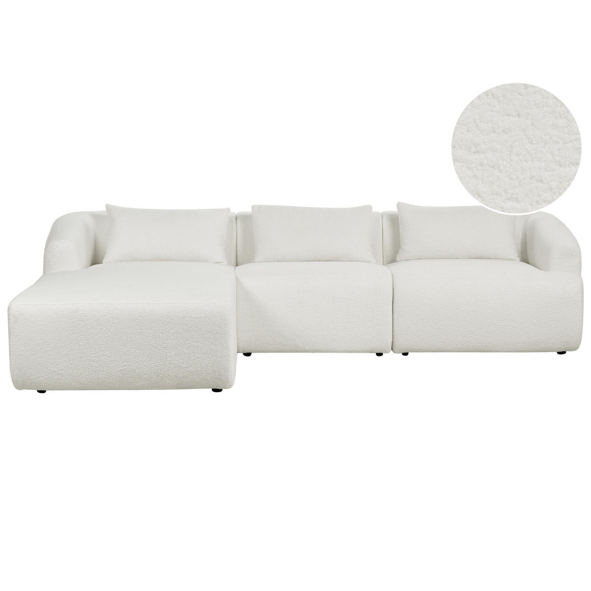 3-SITZER-ECKSOFA aus Bouclé weiß linksseitig Svansele - Weiß, Textil (278/174cm) - Beliani