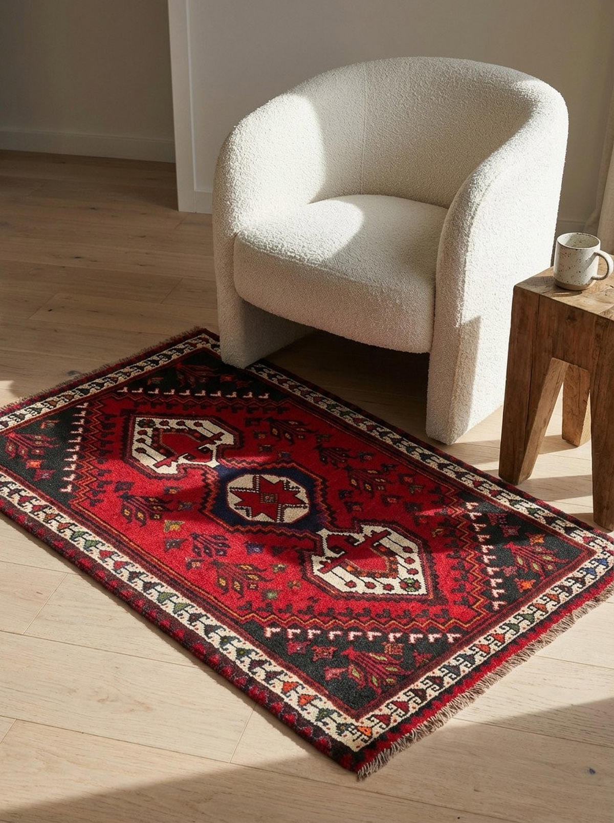 TEPPICH Gashgai Rot 127/88 cm Schurwolle - Rot, Textil (88/127cm) - Looma