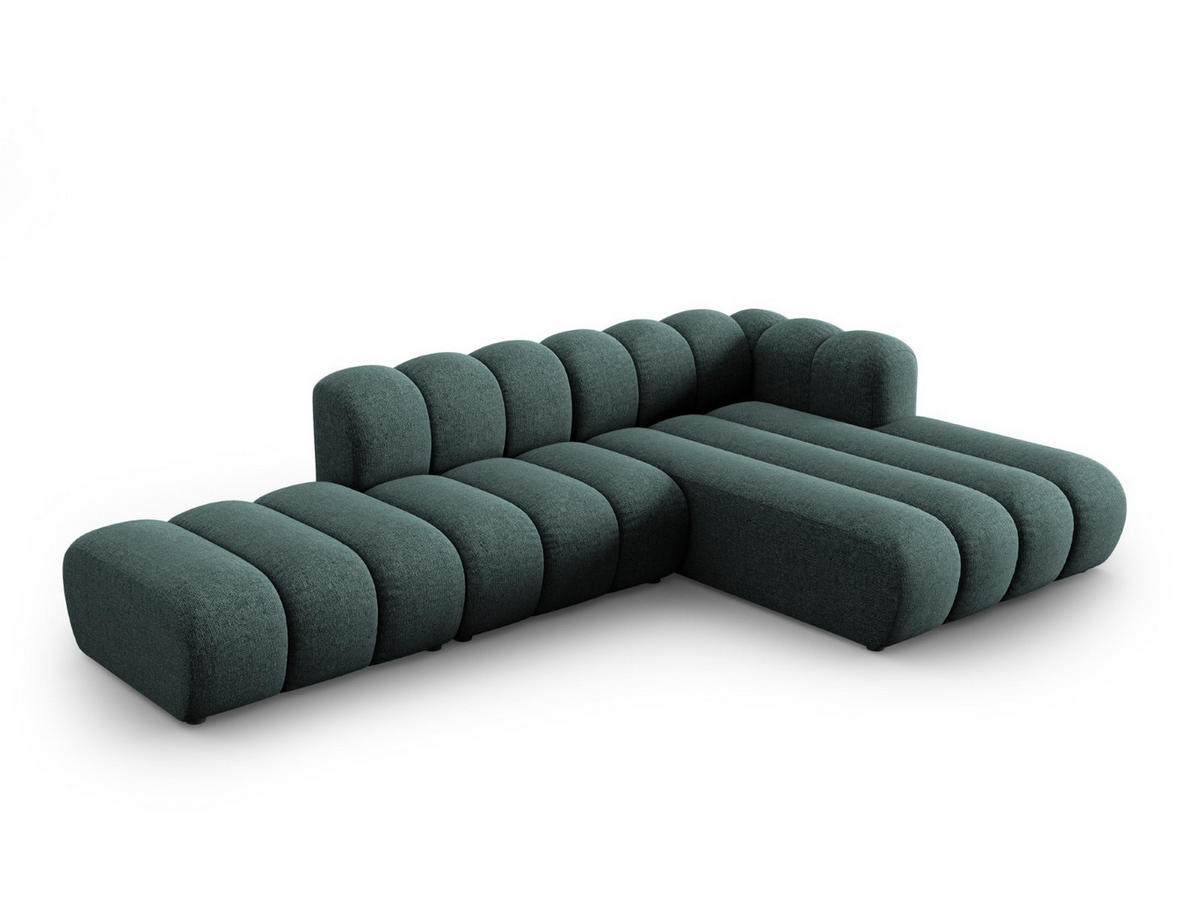 ECKSOFA modular rechts Lupine aus Chenille-Stoff petrol 5 Sitzplätze - Petrol, Textil (177/299cm) - Micadoni