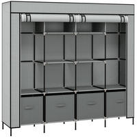 KLEIDERSCHRANK 166/169,5/42,5 cm Dunkelgrau aus Stahl mit Stoffabdeckung - Dunkelgrau, Metall (42.5/169.5/166cm) - OKMYHOME