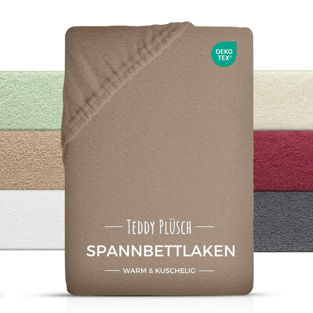 TEDDY-PLÜSCH-SPANNBETTLAKEN 180x200 cm Warmes Winter Bettlaken Braun - Braun, Textil (180/200cm) - Carpe Sonno