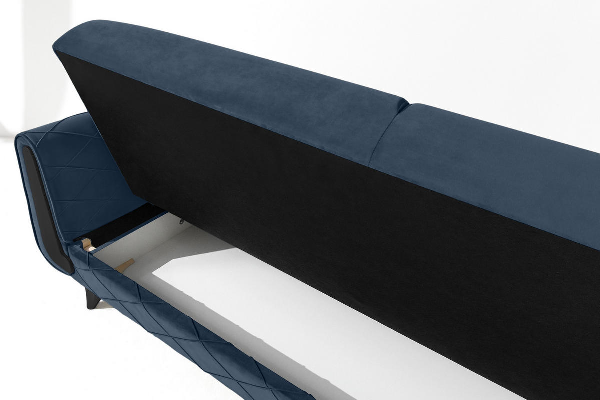 3-SITZER-SOFA GUSTAVO III Sofa 3 Velours, Dunkelblau - Dunkelblau, Holz/Holzwerkstoff (230/98/98cm) - KONSIMO®