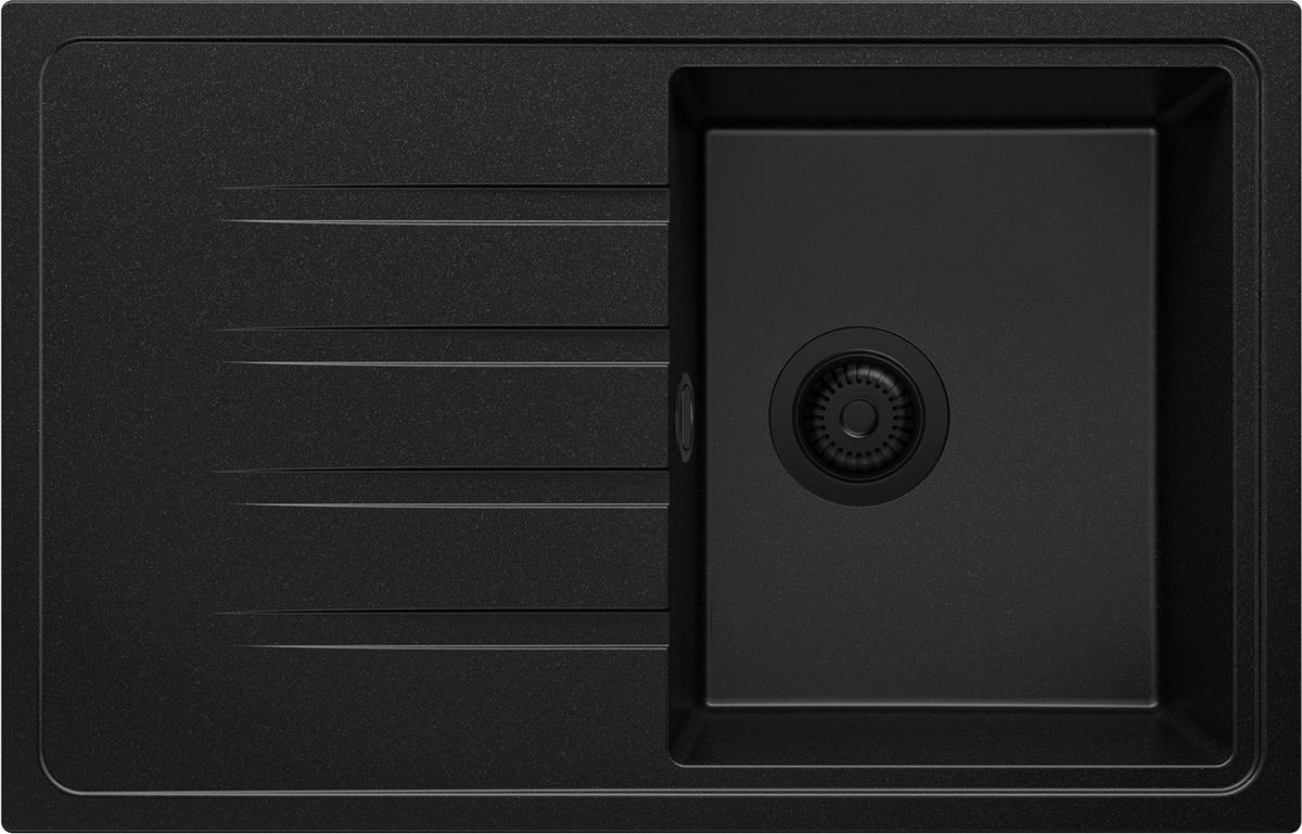 SPÜLBECKEN Mailand, 2-er set Alles Schwarz 78/50 cm 1 Becken + Ablauf-Set ab 45er Unterschrank - Schwarz, Kunststoff (78/19/50cm) - Primagran