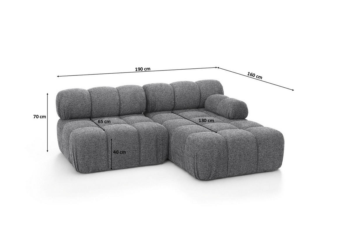 ECKSOFA L-Form Mini II Modular, Bouclé-Stoff Abriamo, Dunkelgrau, Rechts, Selia - Dunkelgrau, Holz (190/160cm) - Kaiser Möbel