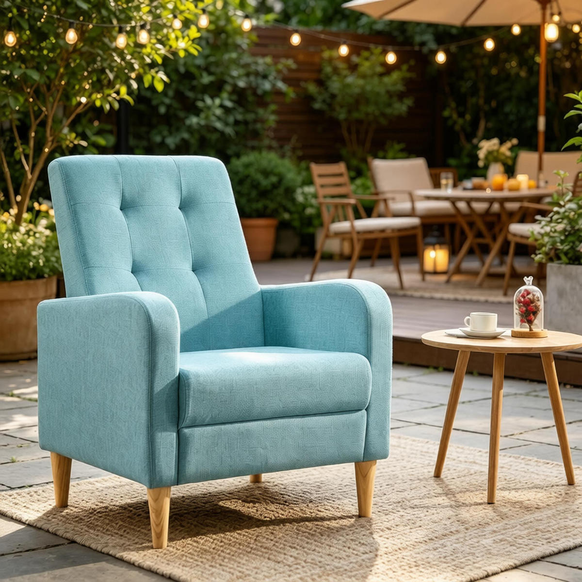SESSEL Multifunktional mit Leinenbezug, DE-42157, Blau - Blau, Holzwerkstoff (61/90.5/54cm) - ComfortXL