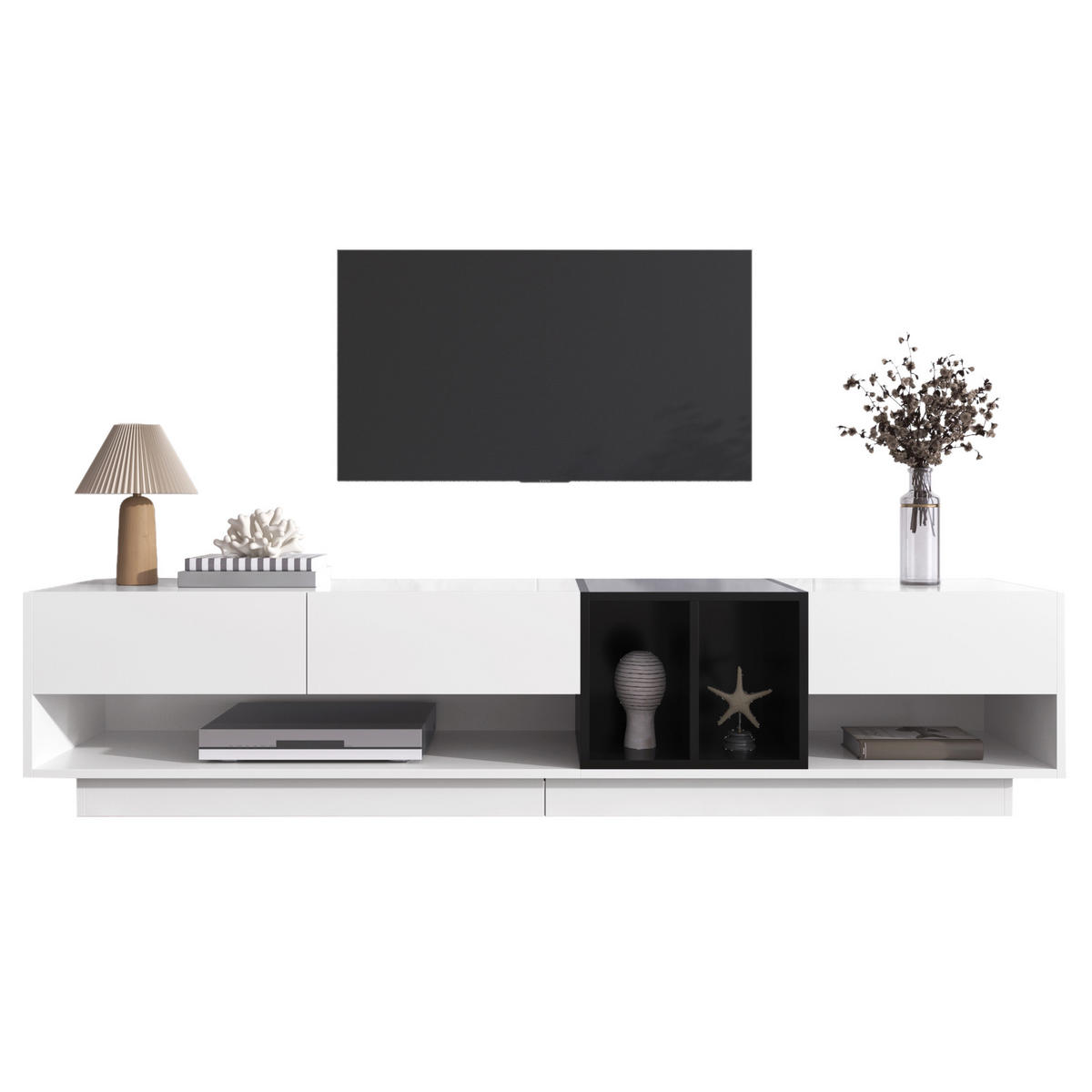 TV-SCHRANK Lowboard Colorblock Stauraum - Weiß, Holzwerkstoff (190/42/40cm) - Fortuna Lai