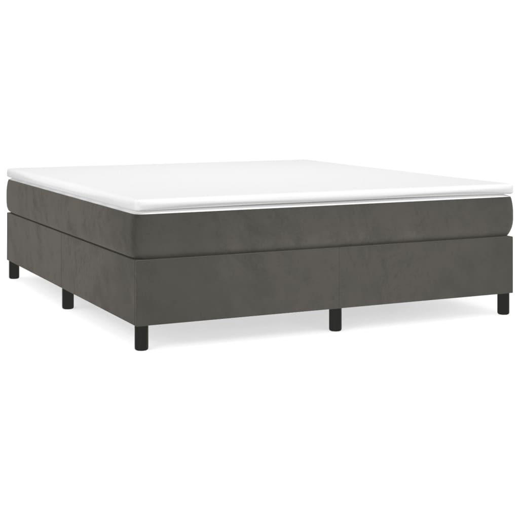 BOXBETTGESTELL Dunkelgrau 160/200 Cm Samt - Dunkelgrau, Textil (160/200cm) - vidaXL