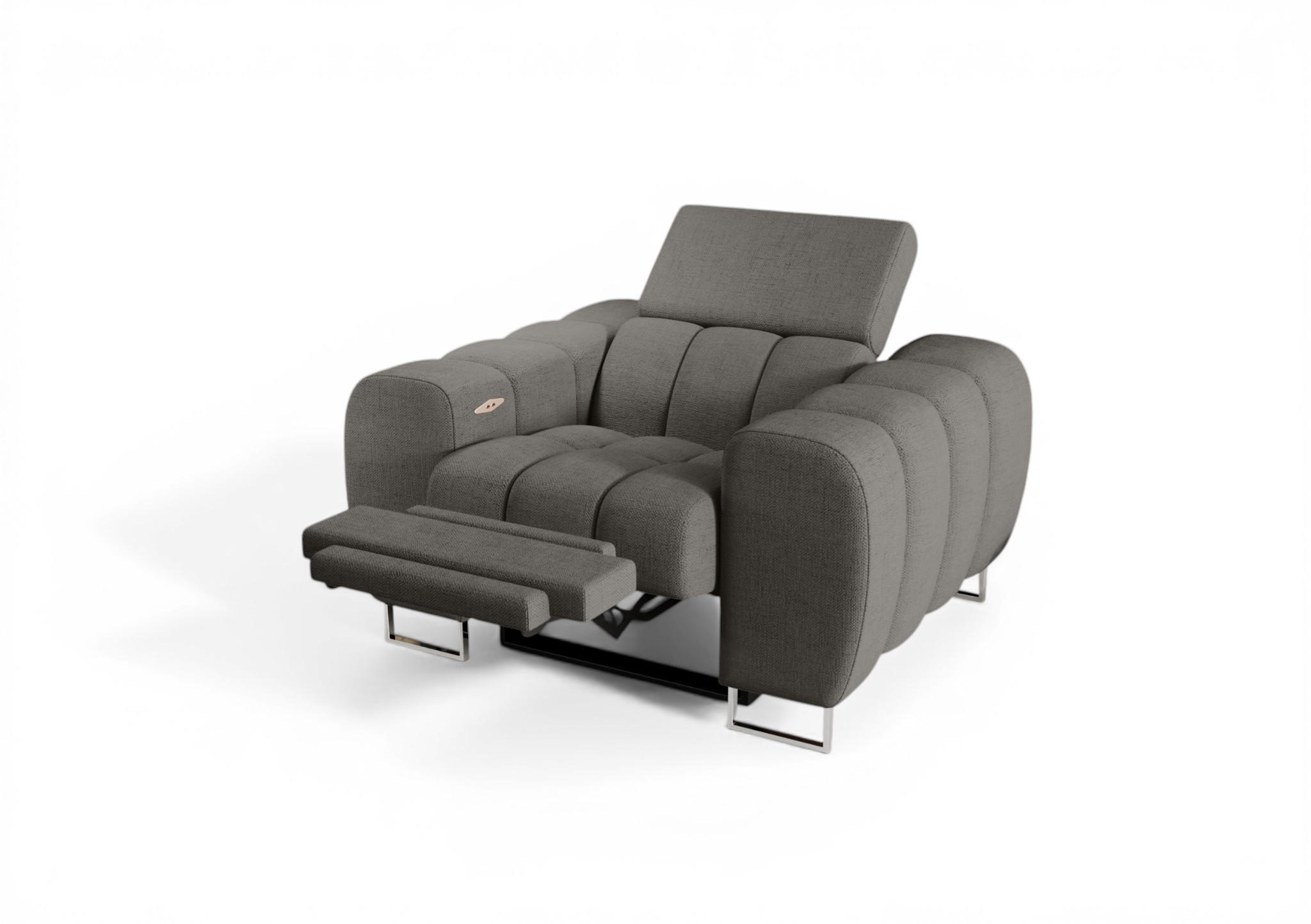 SESSEL Bastien Relax In Stoff Moly - Grau, Holzwerkstoff/Textil (125/95/97cm) - Fun Möbel