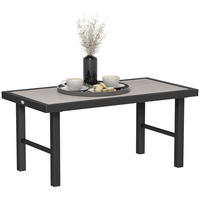 GARTENBEISTELLTISCH DE-14181 rechteckig 100x52 cm, Holzoptik Schwarz - Grau, Metall (100/52/46cm) - ComfortXL