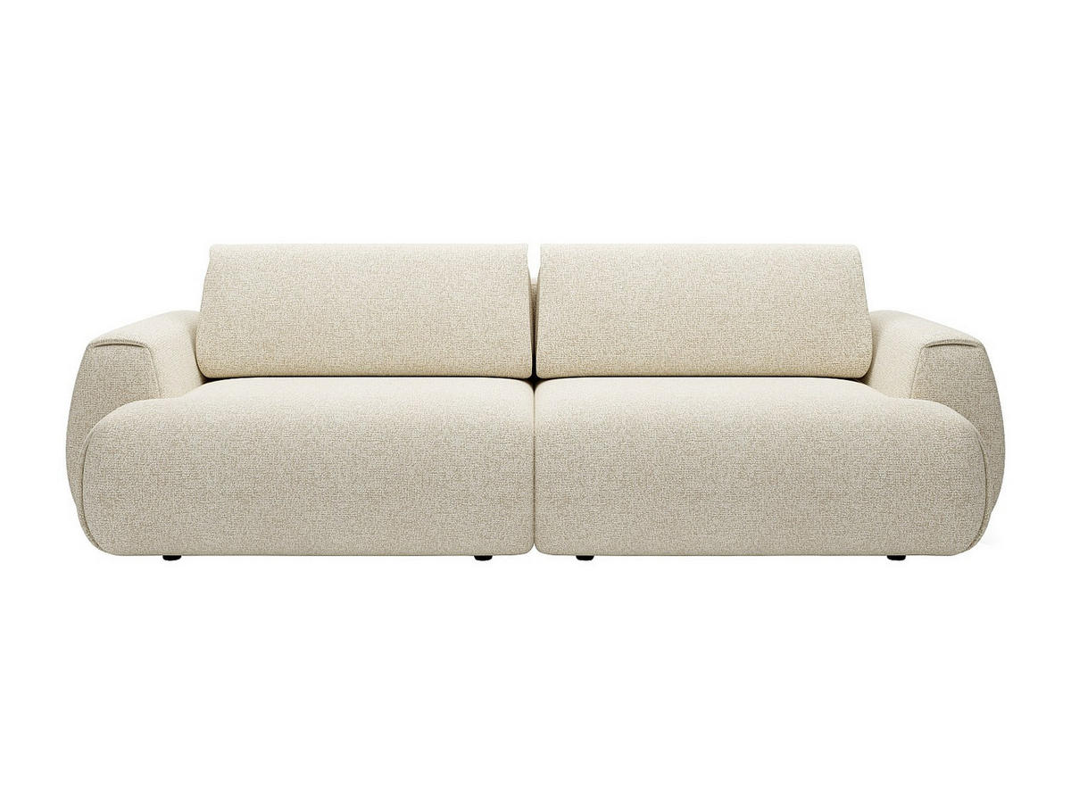SOFA mit Schlaffunktion 4-Sitzer - melierter Stoff - Beige - MONELIA - Beige, Textil (260/81/106cm) - Vente-Unique