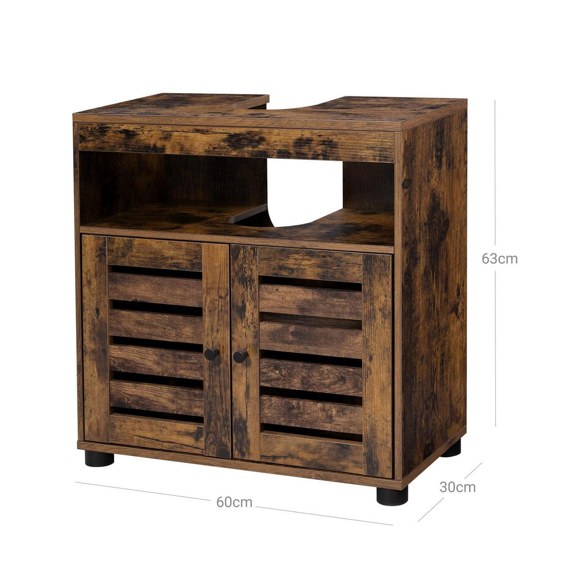 WASCHBECKENUNTERSCHRANK - Braun, Holzwerkstoff (30/63/60cm) - Hansiro