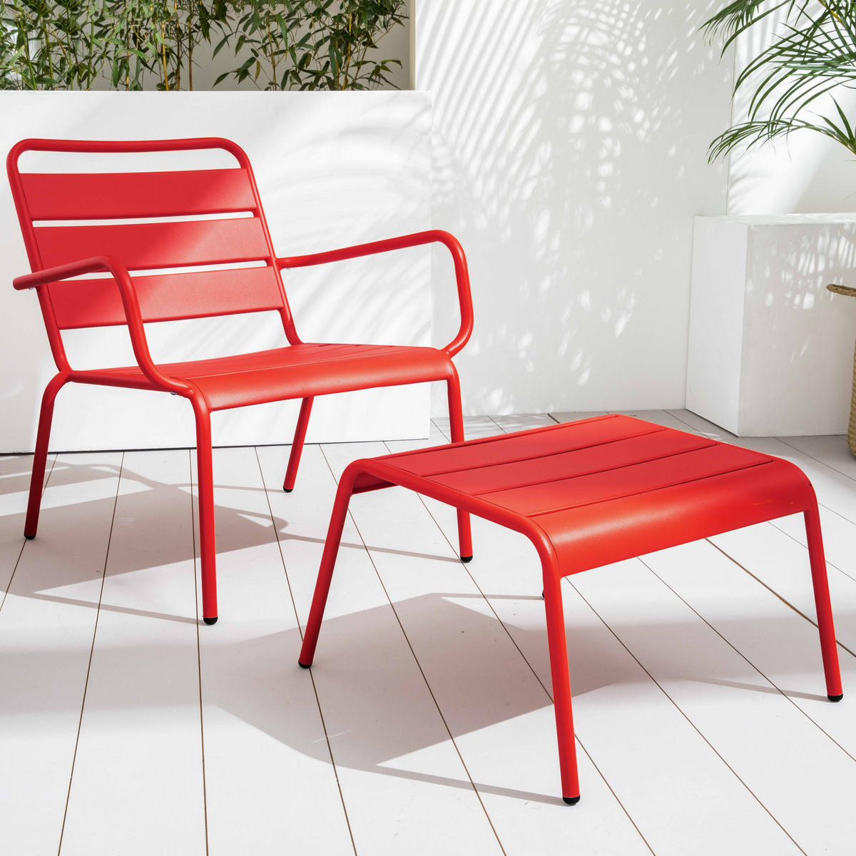 GARTENHOCKER, Rot - Rot, Metall (44/30/40cm) - Oviala