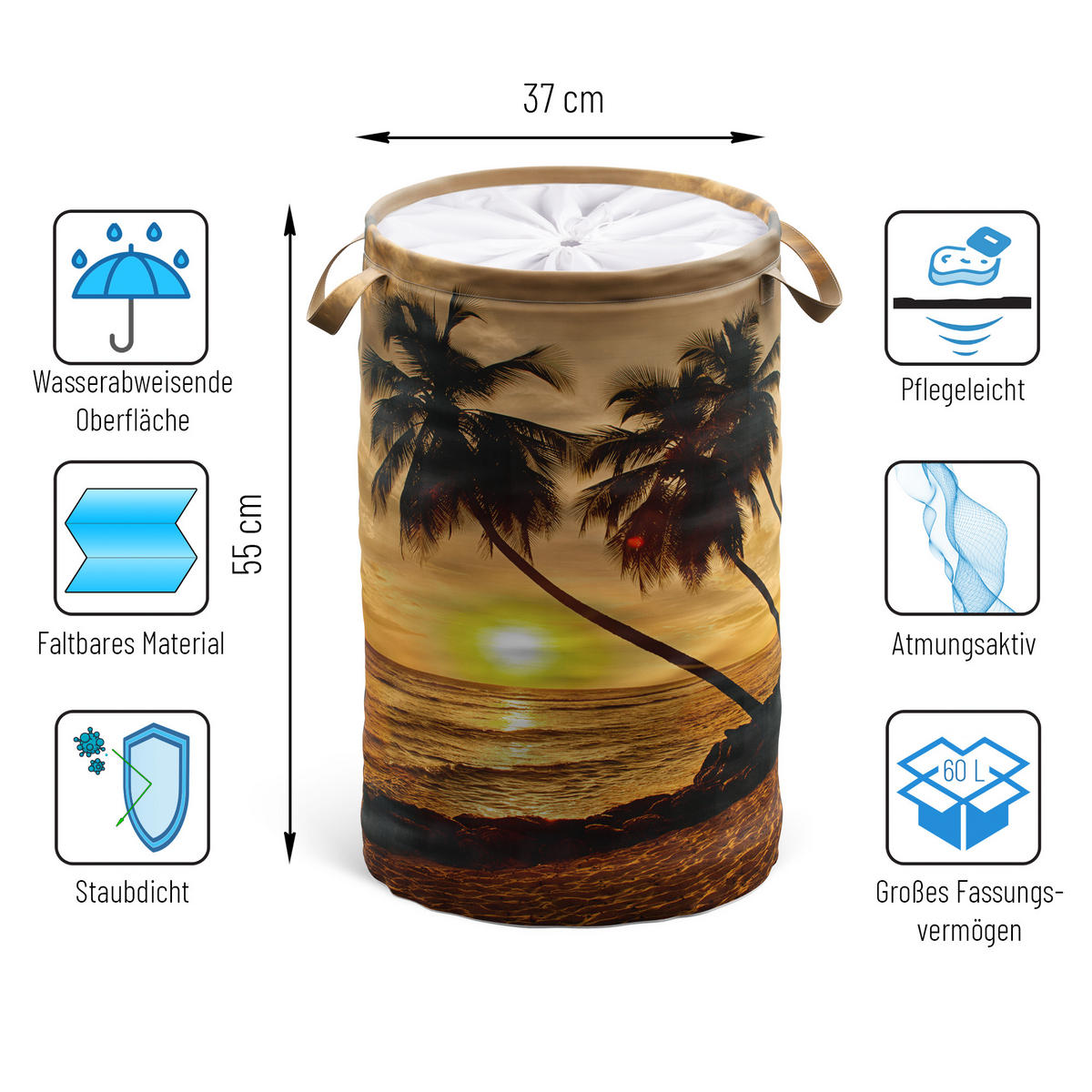 WÄSCHEKORB Sanibel - Beige, Textil (37/55/55cm) - Sanilo