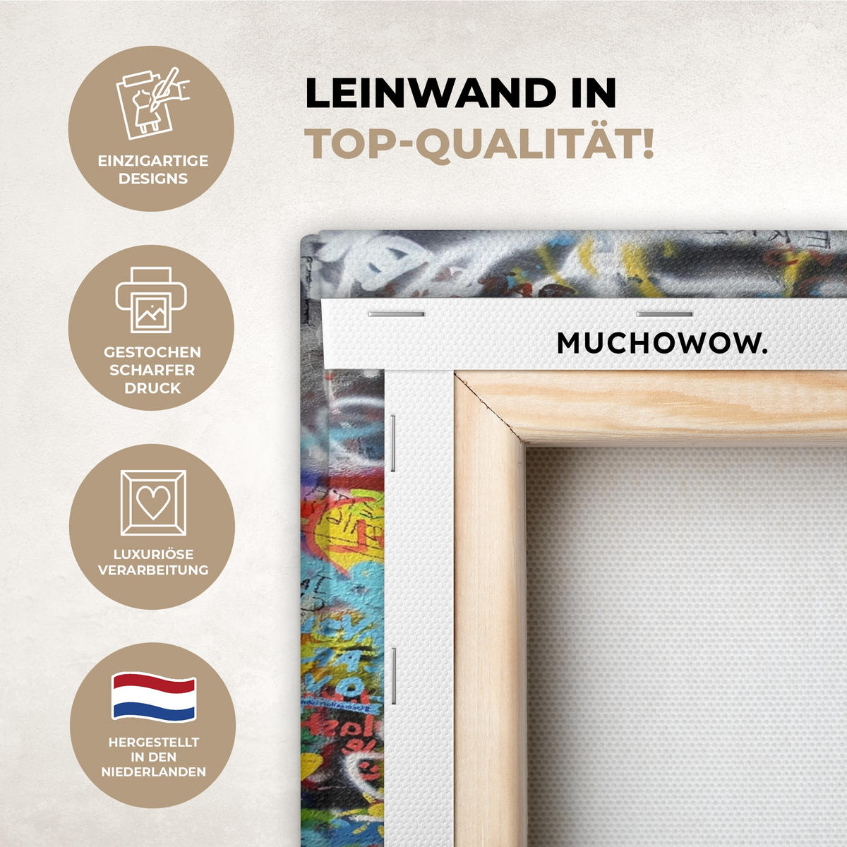 LEINWANDBILD Graffiti - Junge - Ilussie - Straßenkunst Wandbild 40x30 cm - Hellgrau, Textil (40/30cm) - MuchoWow