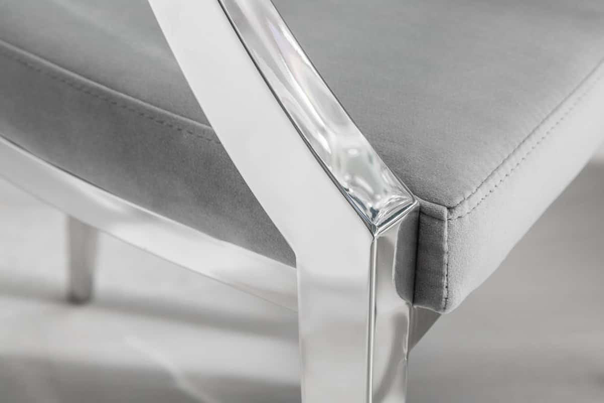 STUHL MODERN BAROCK Samt Edel-Grau 90 cm - Silberfarben/Grau, Textil/Metall (62/92/60cm) - riess-ambiente