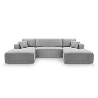 WOHNLANDSCHAFT Catea Hellgrau 364/145/85 cm mit Schlaffunktion - Hellgrau/Schwarz, Kunststoff/Textil (364/84/145cm) - AX Living