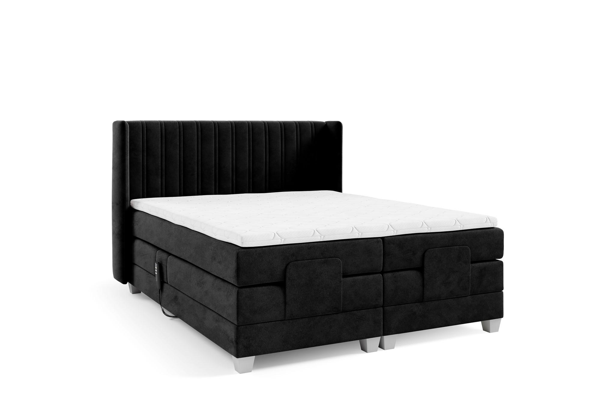 BOXSPRINGBETT Bett Elektrisch Magnus - Schwarz, Holzwerkstoff/Textil (120/200cm) - Fun Möbel