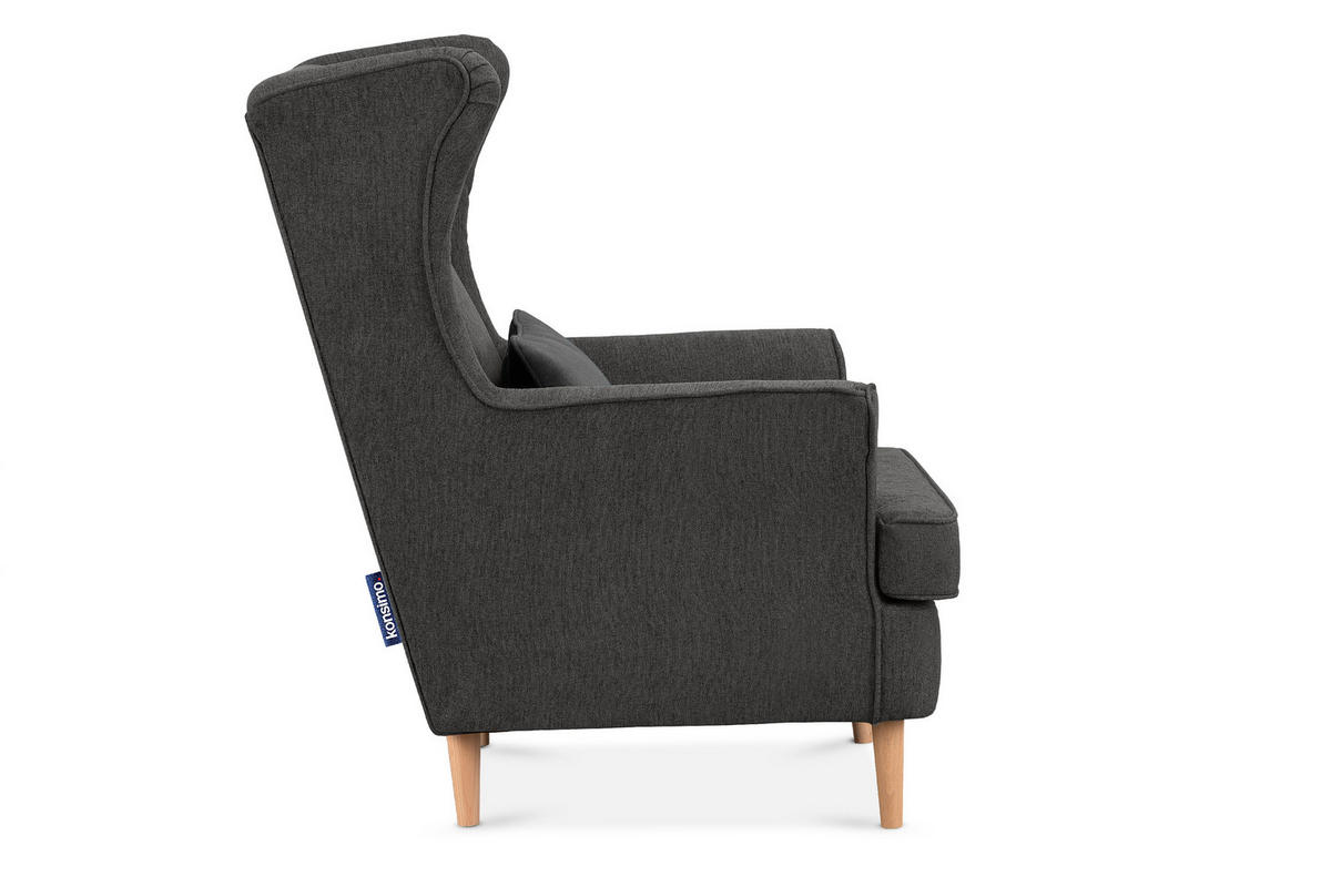 OHRENSESSEL STRALIS inklusive dekorativem Kissen, grau - Dunkelgrau, Textil (82/108/80cm) - KONSIMO®