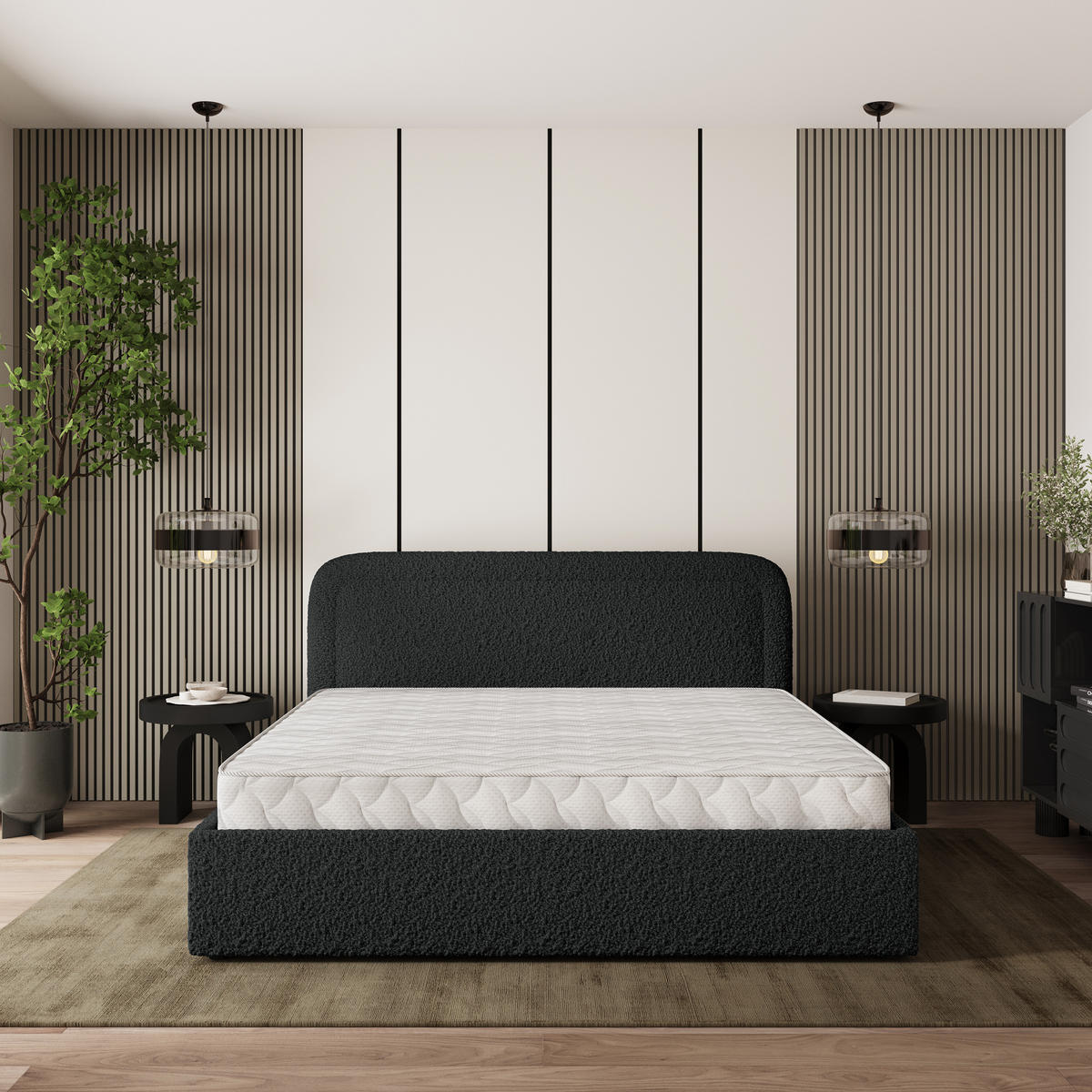 ČALOUNĚNÁ Postel BENIRA 140x200 cm Černá - černá, kompozitní dřevo/textil (140/200cm) - MASSENO