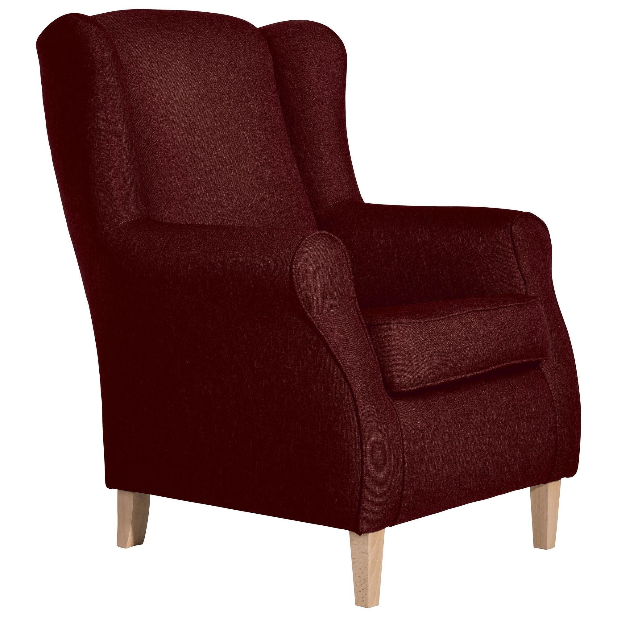 58aufmkessel Ohrensessel Rot, Buche 86x103x77 cm