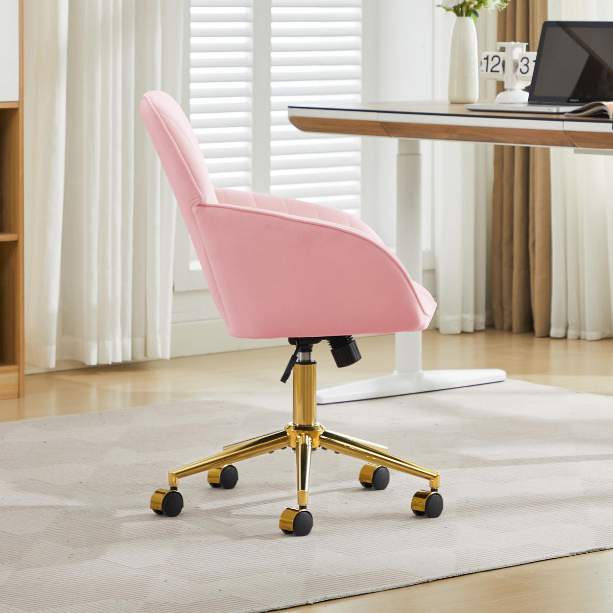 DREHSTUHL DE-41005 mit Rückenlehne höhenverstellbar Rosa - Pink, Metall (60/97/60cm) - ComfortXL