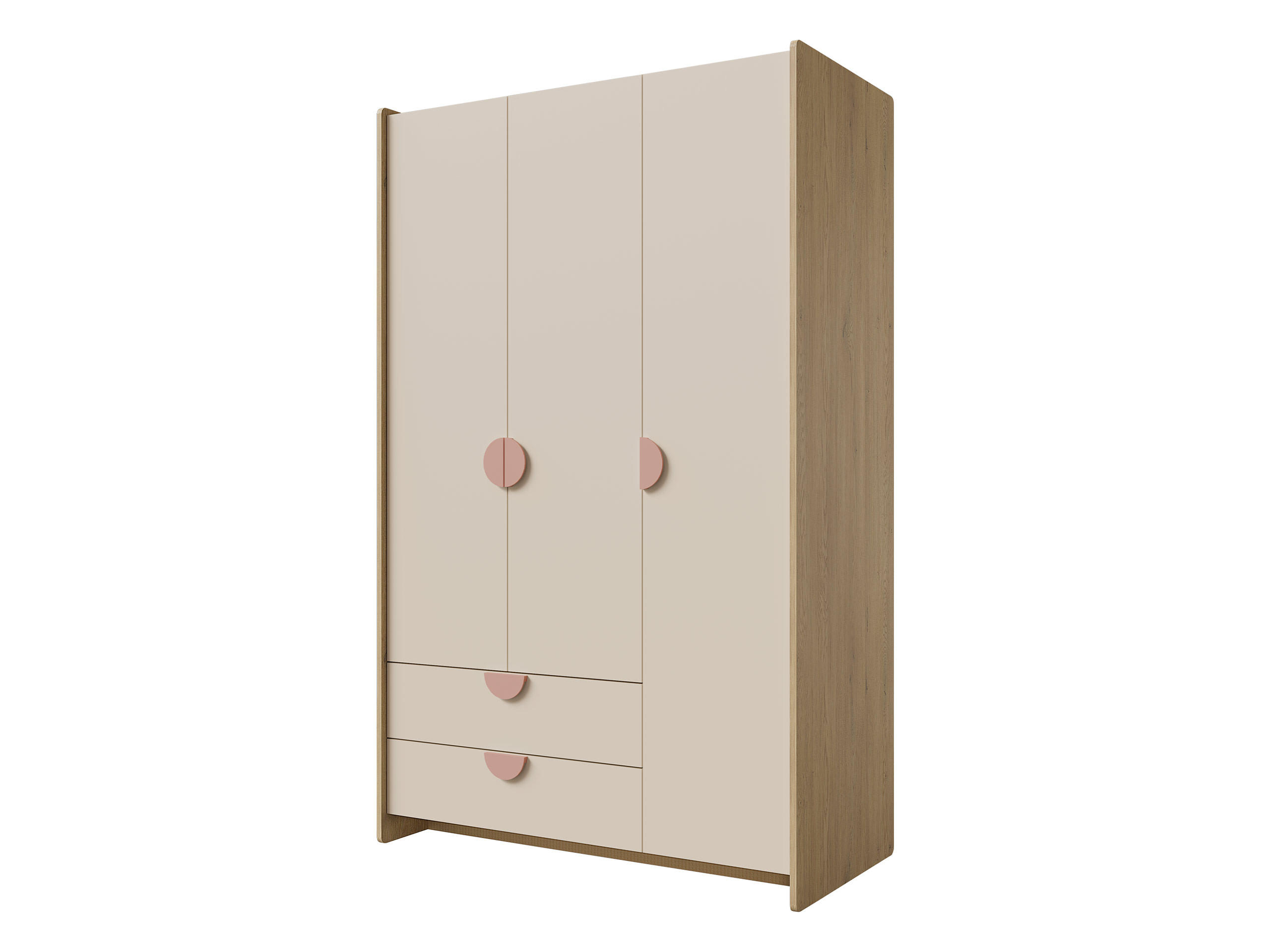 KINDERKLEIDERSCHRANK Lexi 3D2S 01 - Eichefarben/Rosa, Holzwerkstoff/Kunststoff (124/198/60cm) - MIRJAN24