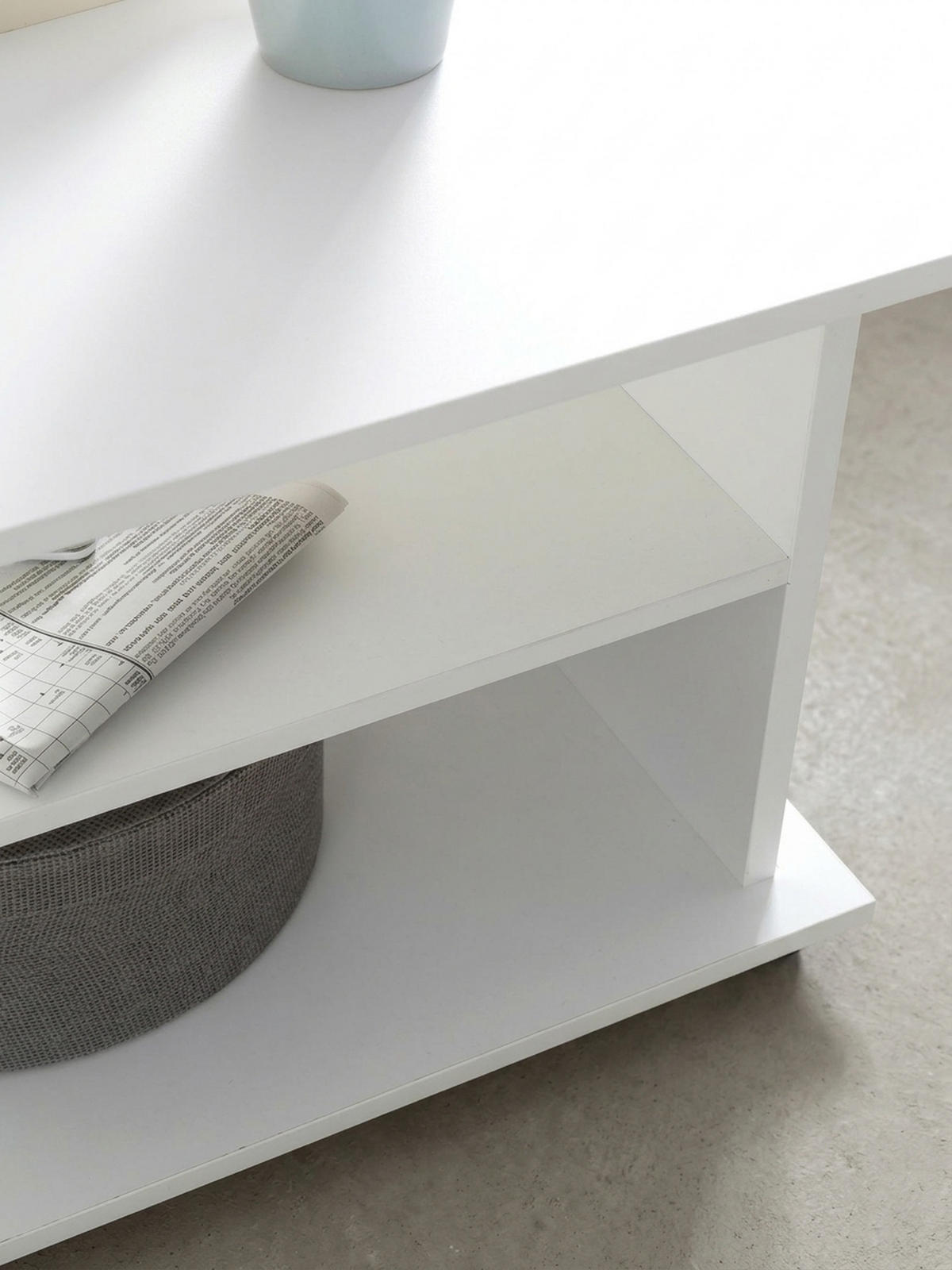 COUCHTISCH mit zwei Ablageflächen, Rollen und Melaminharzbeschichtung, Weiß 95x54x51 cm - Schwarz/Weiß, Holz (54/95/51cm) - KADIMA DESIGN