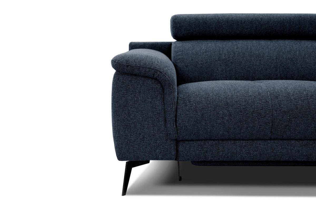 RELAXSOFA FIERO 3-Sitzer mit 1 Relaxfunktion, dunkelblau - Schwarz/Dunkelblau, Holzwerkstoff/Textil (212/82/103cm) - Courtois Laville