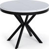 ESSTISCH Ross runder ausziehbarer, Weiß 120-200/120/76 cm - Schwarz/Weiß, Holzwerkstoff/Metall (120/120/76cm) - WFL GROUP