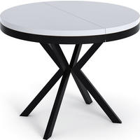 ESSTISCH Ross runder ausziehbarer, Weiß 120-200/120/76 cm - Schwarz/Weiß, Holzwerkstoff/Metall (120/120/76cm) - WFL GROUP