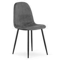 STUHL Dunkelgrau 44,5x53 cm PADVA Samtbezug - Schwarz, Metall (44.5/41/53cm)