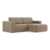 ECKSOFA Rechts Samt Stoff Beige - Beige/Schwarz, Kunststoff/Textil (224/167cm) - Makamii