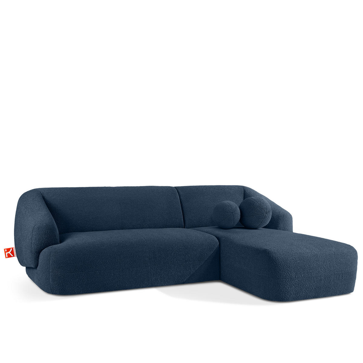 ECKSOFA RECHTS VIRA, Marineblau, Bouclé - Schwarz/Dunkelblau, Holz/Holzwerkstoff (300/160cm) - KONSIMO®