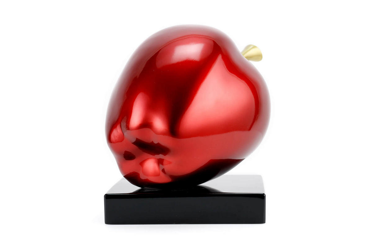 SKULPTUR Gold 18/16 cm - Rot/Goldfarben, Stein (1.55/16/13cm) - KUNSTLOFT