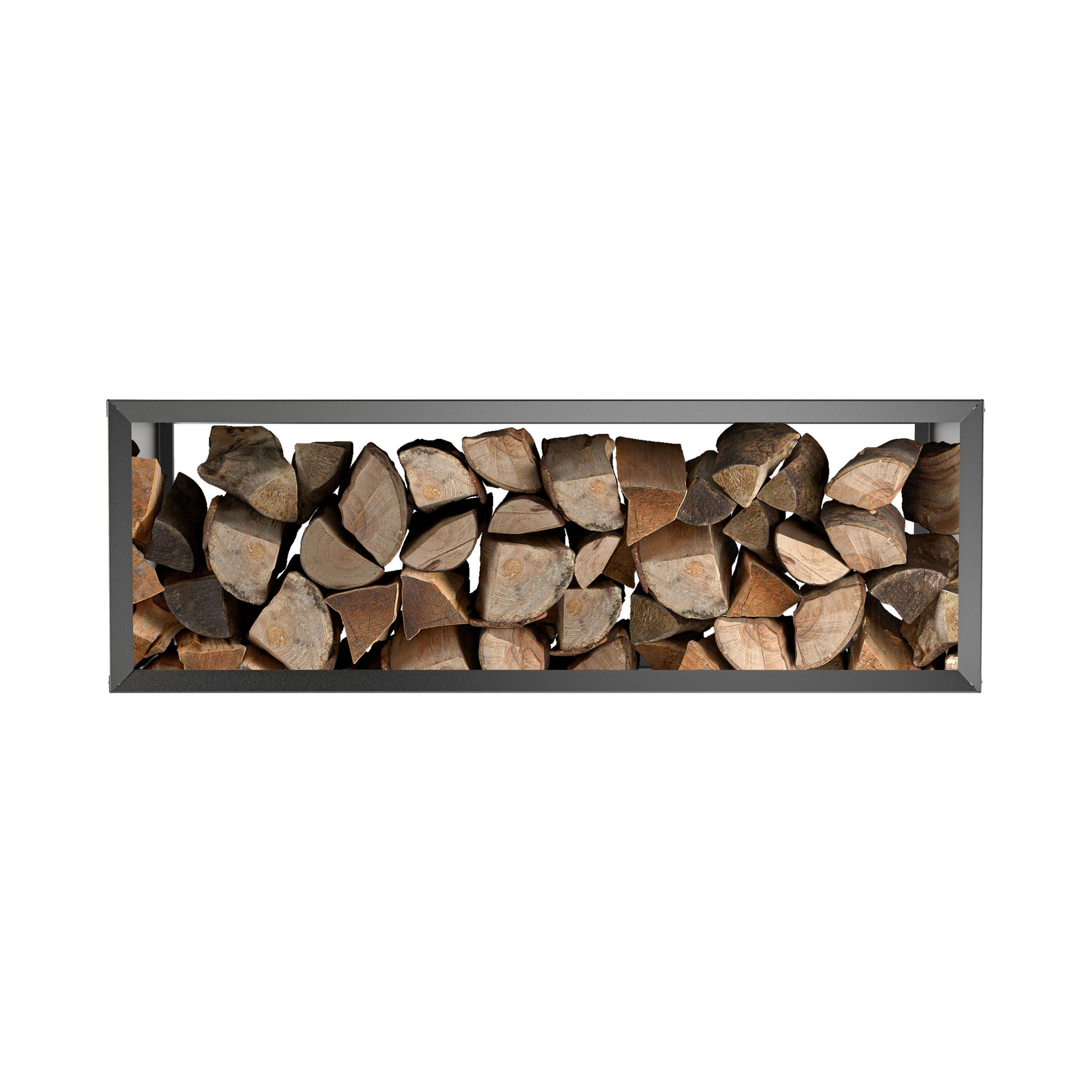 BRENNHOLZREGAL Wooker wide Kaminholzregal Holzlagersystem Schwarz 149 x 49 cm - Schwarz, Metall (149/49/49cm) - Alberts