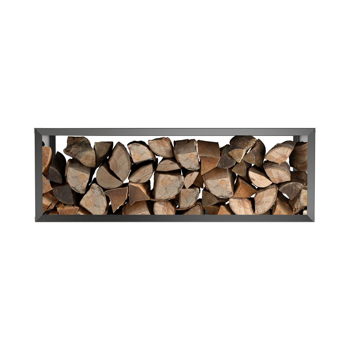 BRENNHOLZREGAL Wooker wide Kaminholzregal Holzlagersystem Schwarz 149 x 49 cm - Schwarz, Metall (149/49/49cm) - Alberts