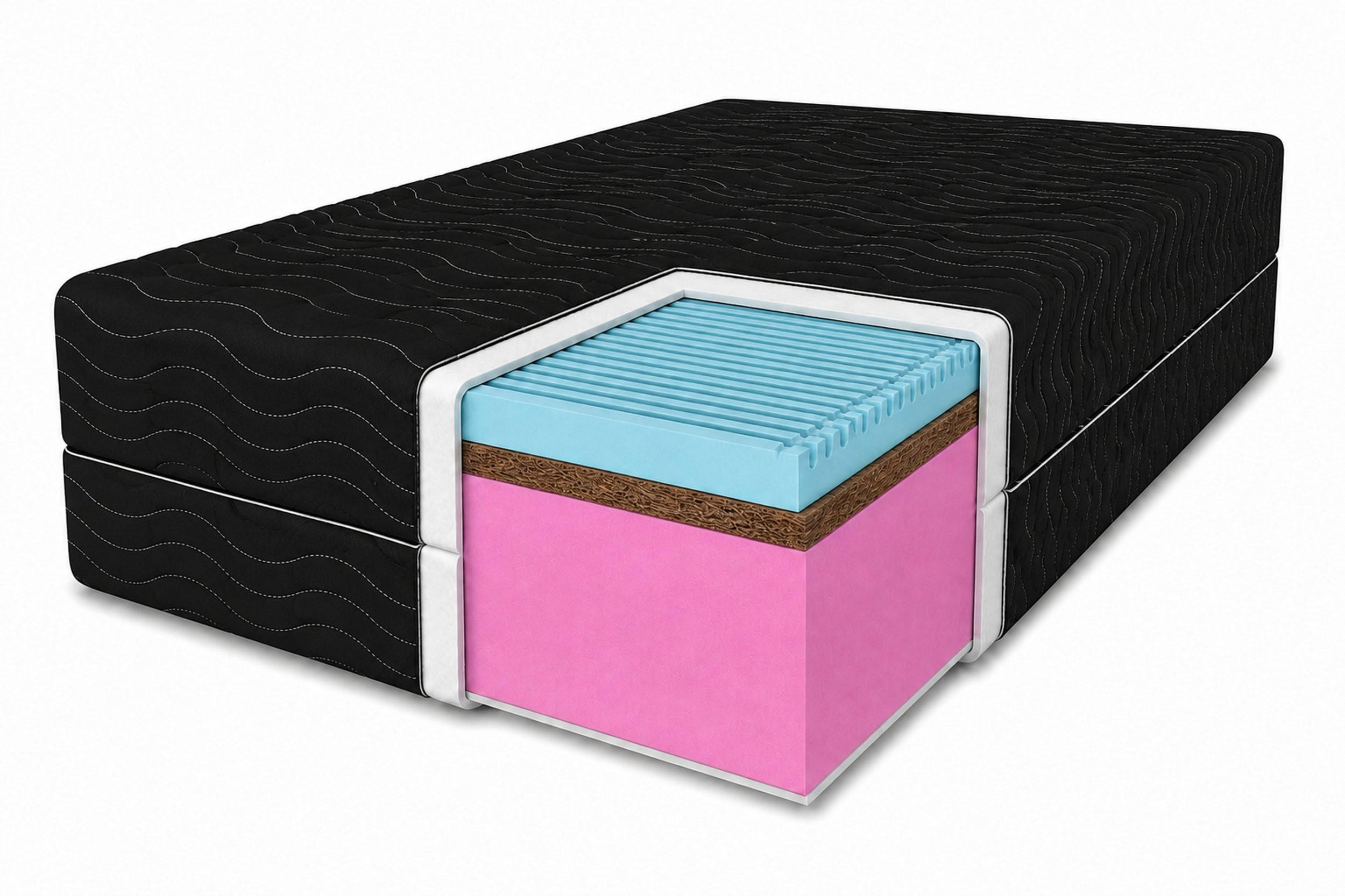 SCHAUMMATRATZE Twist, Kokos, 120X200 cm, Höhe ca. 15 cm, H3/H4, Schwarz - Schwarz, Textil (120/200cm) - Marpur
