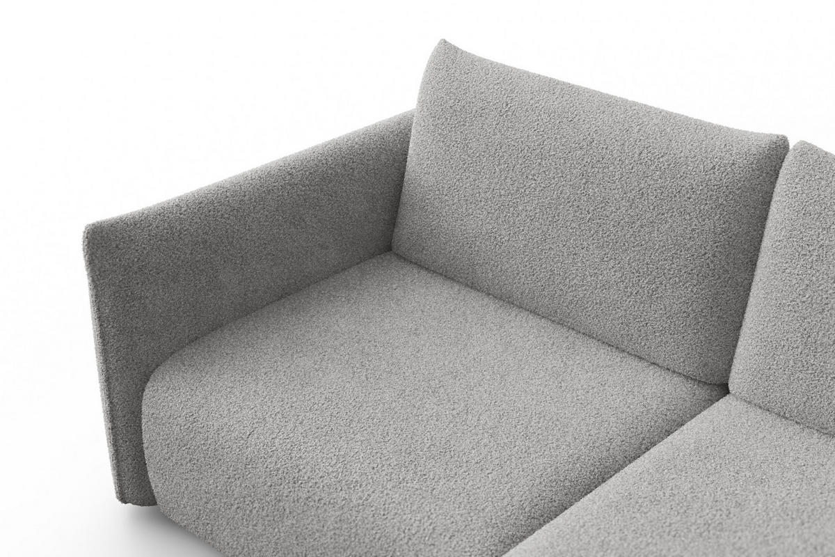 ECKSOFA TAUER 3-Sitzer RECHTS, Bouclé-Stoff hellgrau - Schwarz/Grau, Holz/Textil (206/173cm) - Courtois Laville