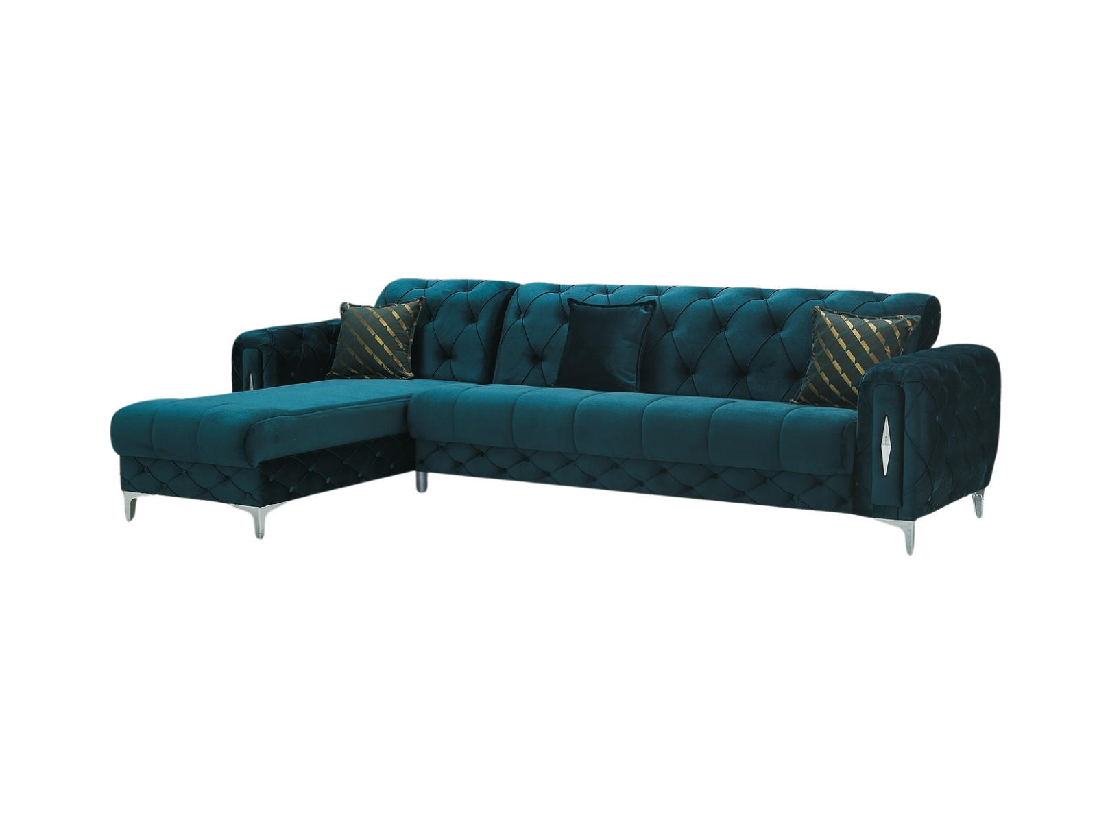 ECKSCHLAFSOFA Patna Grün Relax - Langer Schenkel Rechts - Grün, Holzwerkstoff/Kunststoff (180/310cm)