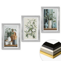WANDBILDER 3er Set - 20x30 cm Silberner Rahmen - Grüne Oliven, Eukalyptus - Silberfarben, Kunststoff (20/30cm) - ArtPrintCave