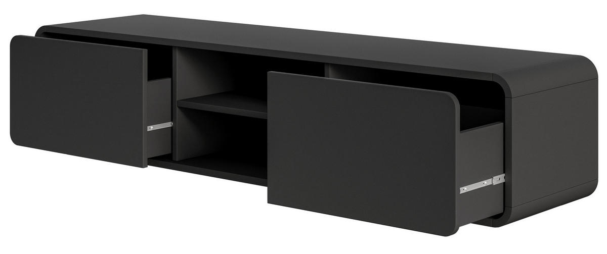 TV-HÄNGEBOARD Oro Schwarz mit 2 Schubladen 154 cm - Schwarz, Holzwerkstoff (154/32.4/40cm) - Selsey