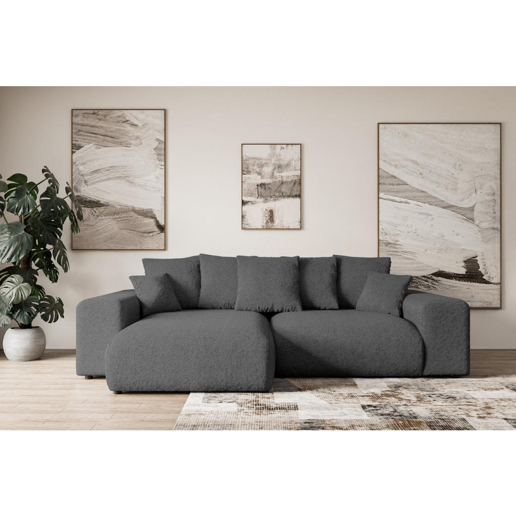 Thumbnail - Altdecor Ecksofa, Grau, Textil, 4-Sitzer, L-Form, Ottomane links, 256x165 cm, Wohnzimmer, Sofas & Couches, Wohnlandschaf...