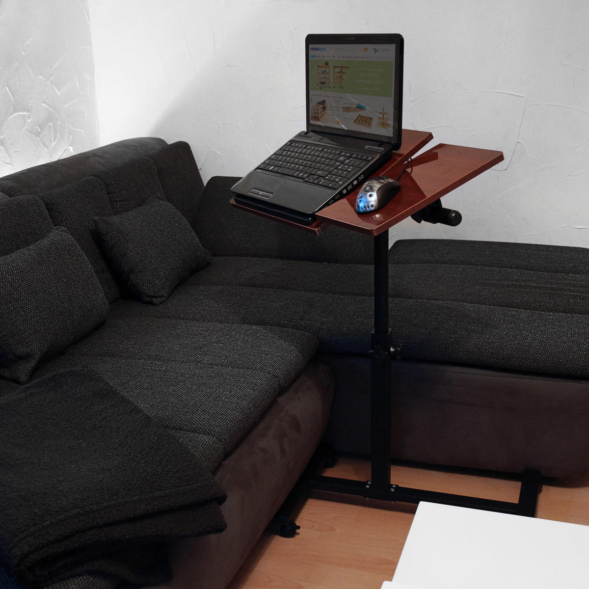 LAPTOPTISCH Rot höhenverstellbar - Braun, Holzwerkstoff/Metall (40.5/60/95cm) - Relaxdays