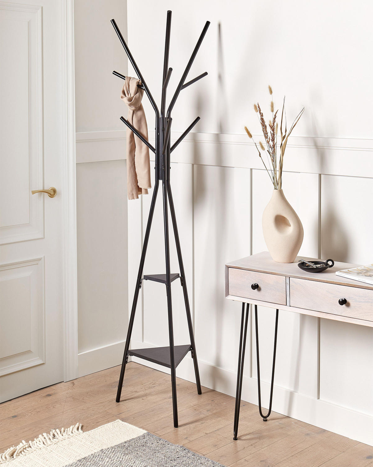 GARDEROBENSTÄNDER Metall schwarz 181 cm Wray - Schwarz, Metall (33/180/33cm) - Beliani