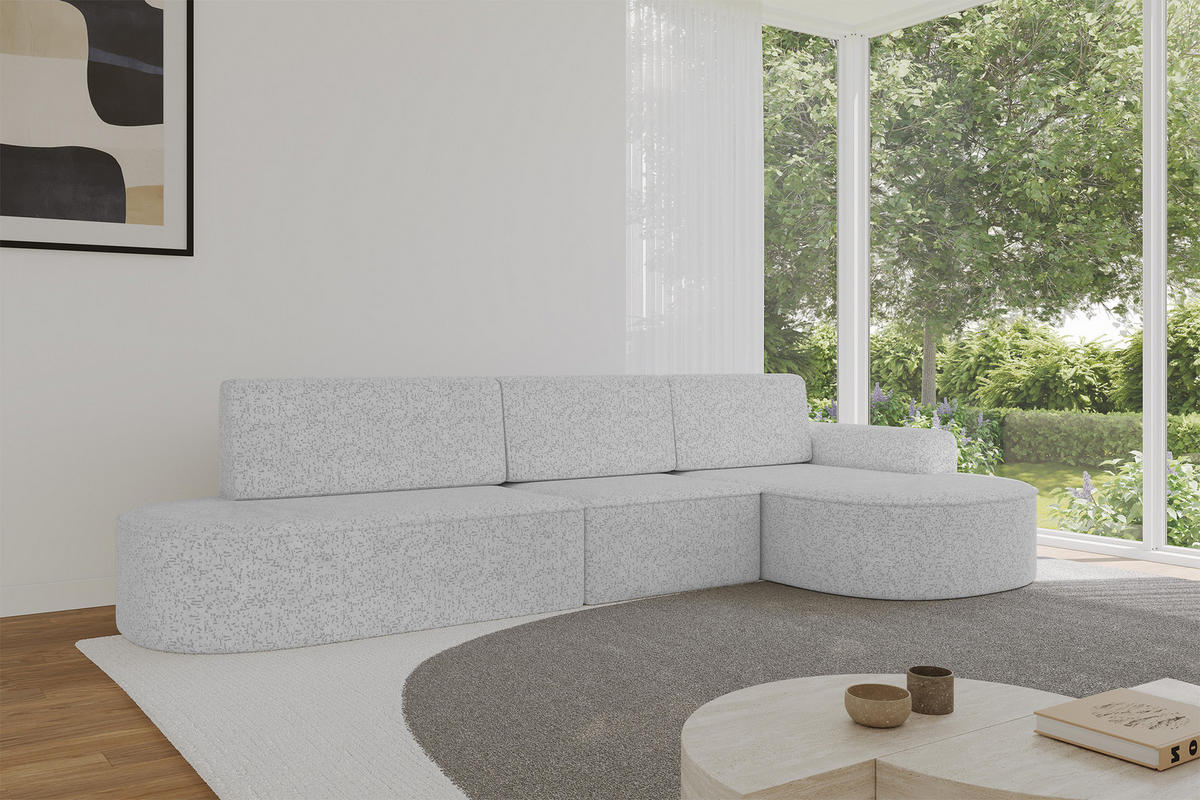 ECKSOFA mit Schlaffunktion Ottomane RECHTS MARI L2-S 368X167X85 Grau Velours - Taupe/Schwarz, Holzwerkstoff/Kunststoff (167/368cm) - ALTDECOR