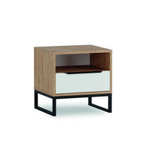 NACHTTISCH Kind Hickory, Weiß, mit Schublade - Schwarz/Braun, Holzwerkstoff (45/45/40cm) - Bettso
